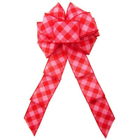 Wired Pink & Red Diagonal Plaid Bow (2.5"ribbon~8"Wx16"L) - Alpine Holiday Bows