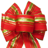 Wired Festive Deco Red Holiday Bow (2.5"ribbon~8"Wx16"L) - Alpine Holiday Bows