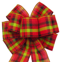 Wired Gala Party Plaid Bow (2.5"ribbon~8"Wx16"L) - Alpine Holiday Bows