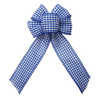 Wired Gingham Check Navy Blue & White Bow (2.5"ribbon~6"Wx10"L) - Alpine Holiday Bows