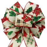 Wired Woodland Patchwork Plaid Bow (2.5"ribbon~10"Wx20"L) - Alpine Holiday Bows