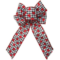 Wired Gingham Valentine Bows (2.5"ribbon~6"Wx10"L) - Alpine Holiday Bows
