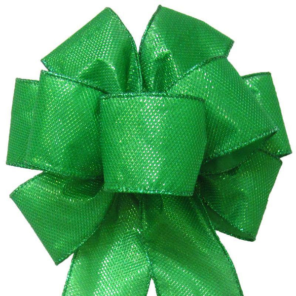 Wired Gleaming Bright Green Bow (2.5"ribbon~8"Wx16"L) - Alpine Holiday Bows