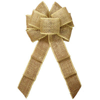 Wired Country Burlap Natural Bow (2.5"ribbon~8"Wx16"L) - Alpine Holiday Bows
