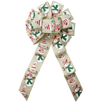 Christmas Bows - Wired Blusty Snowman Natural Bow (2.5"ribbon~10"Wx20"L)