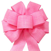 Wired Light Pink Linen Bow (2.5"ribbon~10"Wx20"L) - Alpine Holiday Bows
