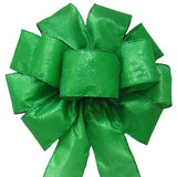 Wired Gleaming Bright Green Bow (2.5"ribbon~10"Wx20"L) - Alpine Holiday Bows