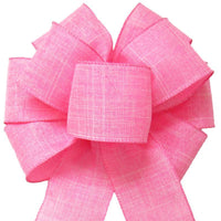 Wired Light Pink Linen Bow (2.5"ribbon~8"Wx16"L) - Alpine Holiday Bows