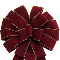 Wired Indoor Outdoor Burgundy Velvet Bow (2.5"ribbon~14"Wx24"L) - Alpine Holiday Bows