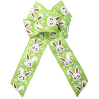 Wired Lime Green Linen Easter Bunny Bow (2.5"ribbon~6"Wx10"L) - Alpine Holiday Bows