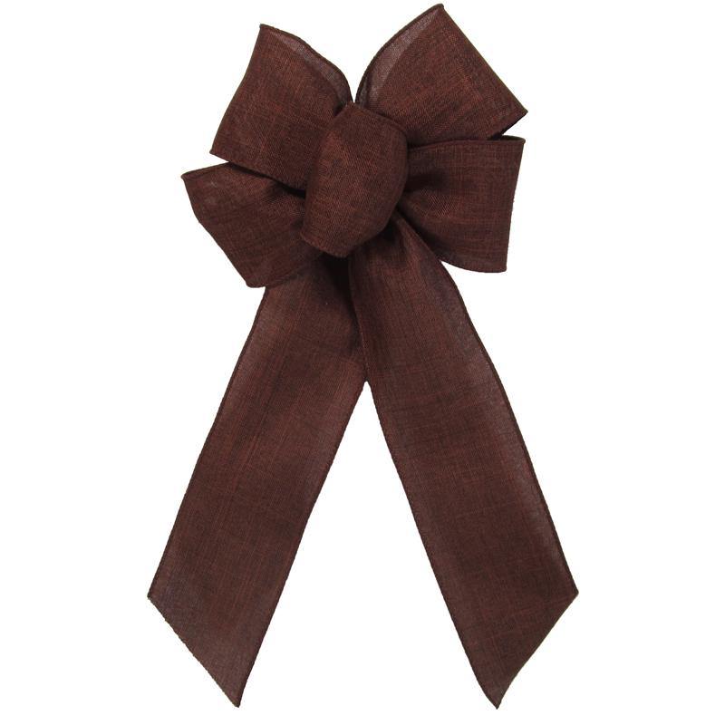 Natural Bows - Linen Bows - Wired Brown Linen Bow 6 Inch