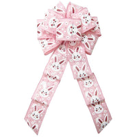 Wired Pink Linen Easter Bunny Bow (2.5"ribbon~8"Wx16"L) - Alpine Holiday Bows