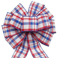 Wired Red White & Blue Plaid Bow (2.5"ribbon~10"Wx20"L) - Alpine Holiday Bows