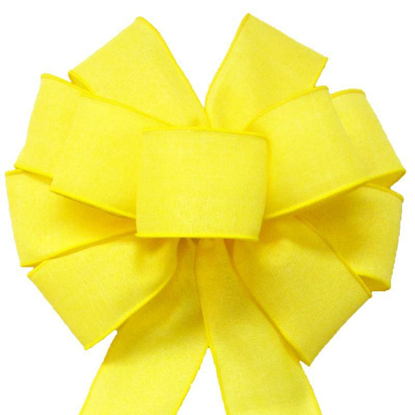 Wired Yellow Linen Bow (2.5"ribbon~10"Wx20"L) - Alpine Holiday Bows
