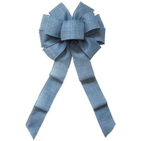 Wired Denim Light Blue Linen Bow (2.5"ribbon~10"Wx20"L)