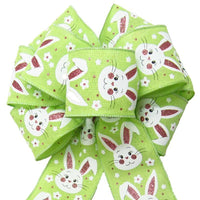 Wired Lime Green Linen Easter Bunny Bow (2.5"ribbon~8"Wx16"L) - Alpine Holiday Bows