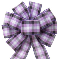 Wired Springtime Plaid Purple Linen Bow (2.5"ribbon~10"Wx20"L) - Alpine Holiday Bows