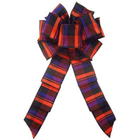Wired Bold Orange & Purple Plaid Bow (2.5"ribbon~8"Wx16"L) - Alpine Holiday Bows
