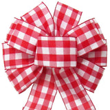 Wired Buffalo Plaid Red & White Linen Bows (2.5"ribbon~10"Wx20"L) - Alpine Holiday Bows