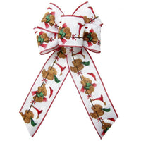 Wired Teddy Bear Blizzard Bow (2.5"ribbon~6"Wx10"L) - Alpine Holiday Bows
