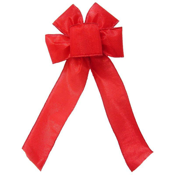 Wired Gleaming Bright Red Bow (2.5"ribbon~6"Wx10"L) - Alpine Holiday Bows