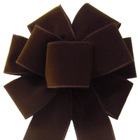 Wired Indoor Outdoor Brown Velvet Bow (2.5"ribbon~8"Wx16"L) - Alpine Holiday Bows