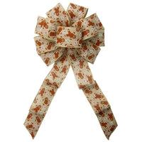 Wired Gingerbread Cookies Bow (2.5"ribbon~10"Wx20"L) - Alpine Holiday Bows