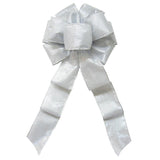 Silver Wreath Bows - Wired Gleaming Bright Silver Bow (2.5"ribbon~8"Wx16"L)
