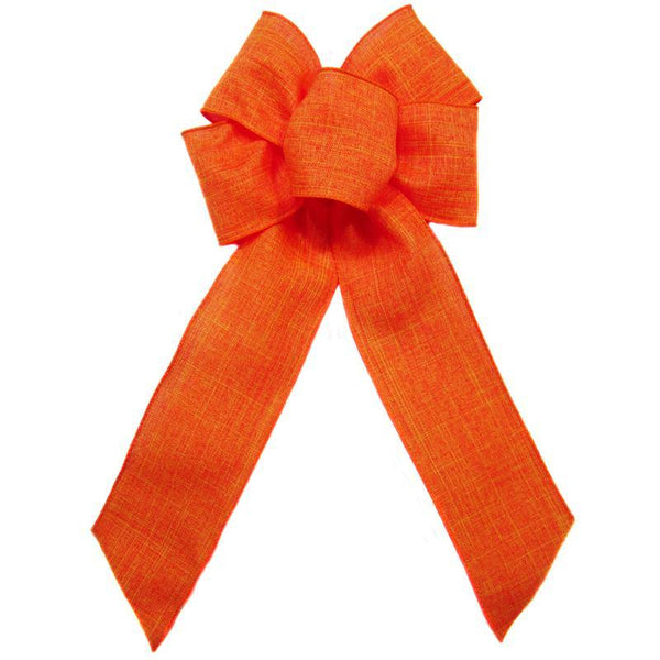 Wired Orange Linen Bow (2.5"ribbon~6"Wx10"L) - Alpine Holiday Bows
