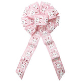 Wired Pink Linen Easter Bunny Bow (2.5"ribbon~10"Wx20"L) - Alpine Holiday Bows