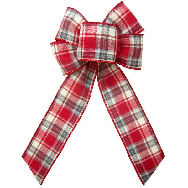 Wired Cozy Cabin Plaid Flannel Bow (2.5"ribbon~6"Wx10"L) - Alpine Holiday Bows