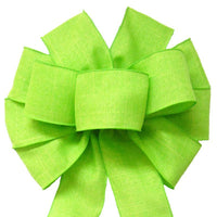 Wired Lime Green Linen Bow (2.5"ribbon~10"Wx20"L) - Alpine Holiday Bows
