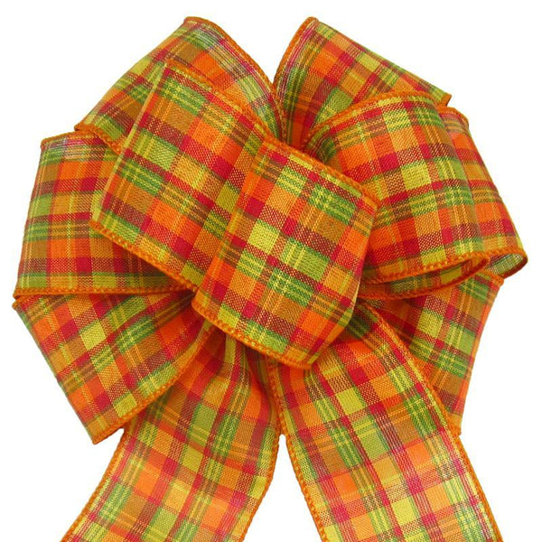 Wired Cider Plaid Bows (2.5"ribbon~8"Wx16"L) - Alpine Holiday Bows