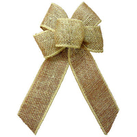 Wired Country Burlap Natural Bow (2.5"ribbon~6"Wx10"L) - Alpine Holiday Bows