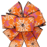 Wired Halloween Spiders Bow (2.5"ribbon~8"Wx16"L) - Alpine Holiday Bows