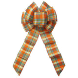 Wired Scarecrow Plaid Linen Bows (2.5"ribbon~8"Wx16"L) - Alpine Holiday Bows