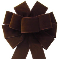 Wired Indoor Outdoor Brown Velvet Bow (2.5"ribbon~10"Wx20"L) - Alpine Holiday Bows