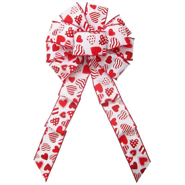 Valentine Ribbon, Valentine LOVE Ribbon, 2.5” Width Ribbon, Hearts Ribbon,  Valentine Red White and Black Stripes Ribbon