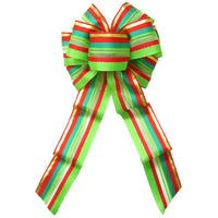 Wired Festive Deco Green Holiday Bow (2.5"ribbon~8"Wx16"L) - Alpine Holiday Bows