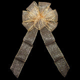 Wired Outdoor Mesh Gold Bow (2.5"ribbon~8"Wx16"L) - Alpine Holiday Bows