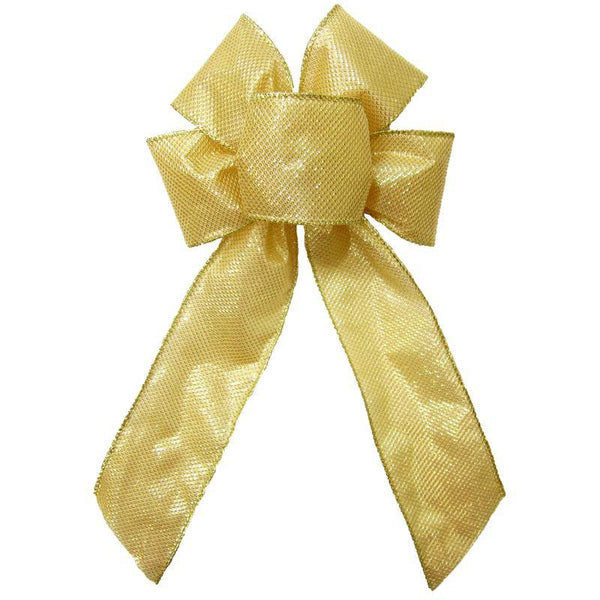 Wired Gleaming Bright Gold Bow (2.5"ribbon~6"Wx10"L) - Alpine Holiday Bows