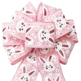 Wired Pink Linen Easter Bunny Bow (2.5"ribbon~8"Wx16"L) - Alpine Holiday Bows