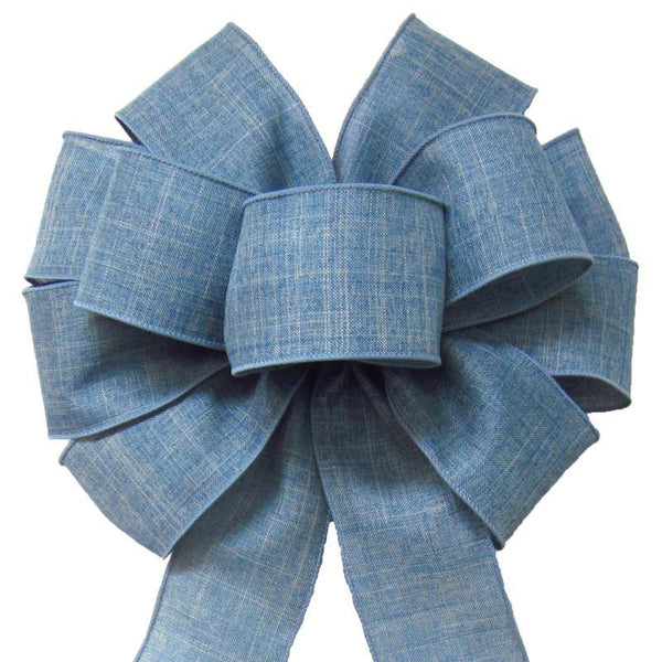 Wired Denim Light Blue Linen Bow (2.5"ribbon~10"Wx20"L)