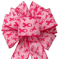Wired Pink Breast Cancer Awareness Bow (2.5"ribbon~8"Wx16"L) - Alpine Holiday Bows