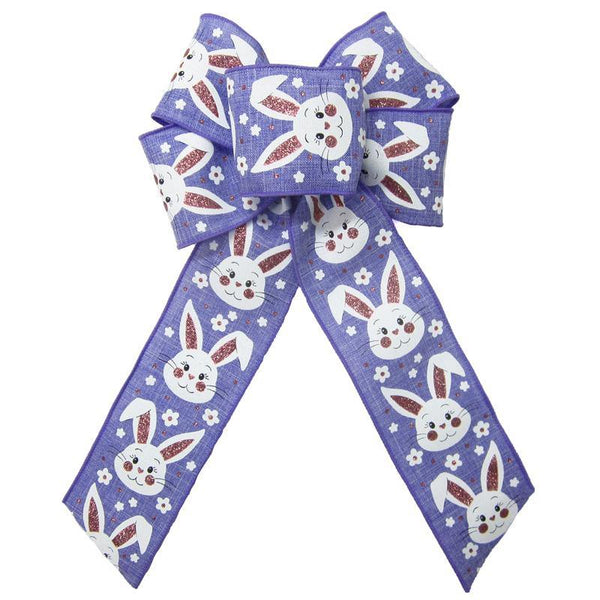 Wired Purple Linen Easter Bunny Bow (2.5"ribbon~6"Wx10"L) - Alpine Holiday Bows