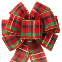 Wired Holiday Plaid Bow (2.5"ribbon~8"Wx16"L) - Alpine Holiday Bows