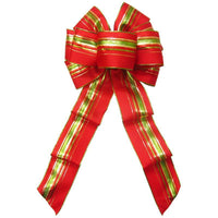 Wired Festive Deco Red Holiday Bow (2.5"ribbon~8"Wx16"L) - Alpine Holiday Bows