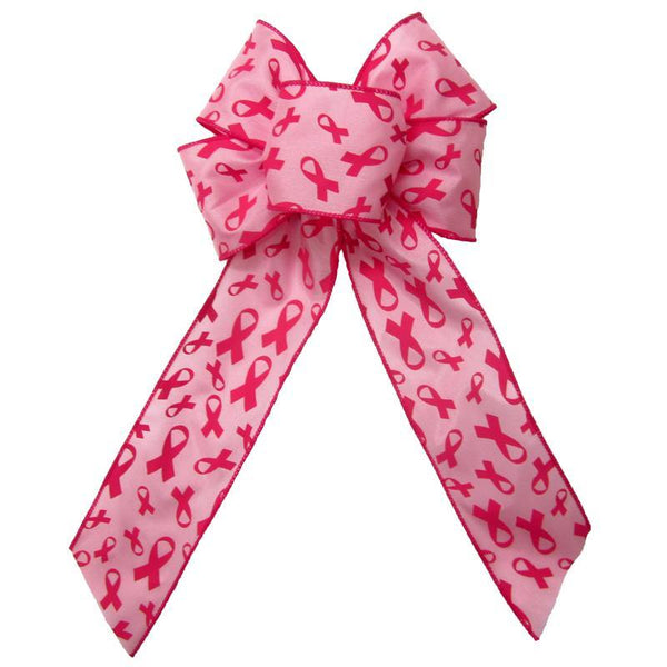 Wired Pink Breast Cancer Awareness Bow (2.5"ribbon~6"Wx10"L) - Alpine Holiday Bows