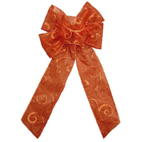 Fall Wreath Bows - Wired Copper Sparkle Swirl Bow (2.5"ribbon~6"Wx10"L) - Alpine Holiday Bows