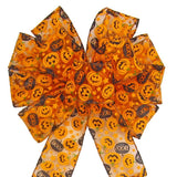 Wired Jack O Lantern Pumpkins Bow (2.5"ribbon~10"Wx20"L) - Alpine Holiday Bows